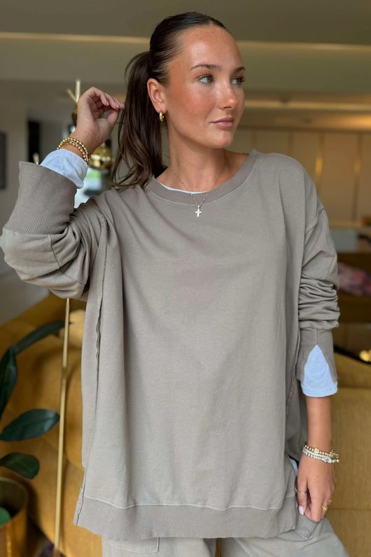 Made in Italy Lagenlook Chill Sweatshirt Mocha 